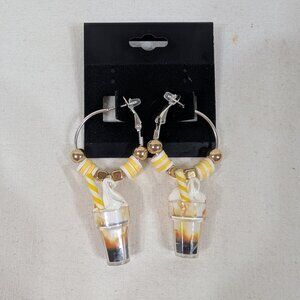 Root Beer Float Handmade Hoop Earrings
